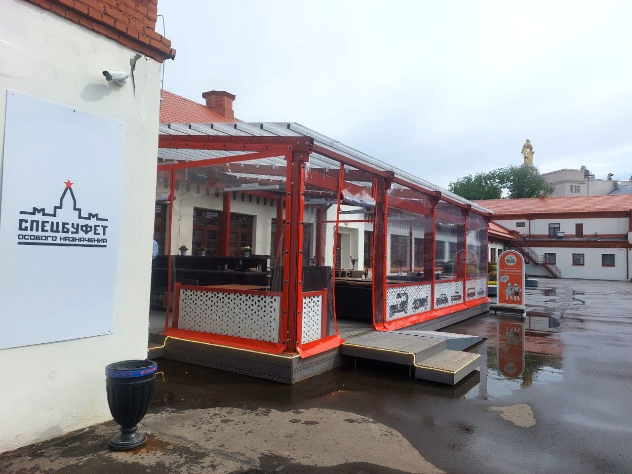 ПВХ шторы для летней террасы кафе в Сапожке